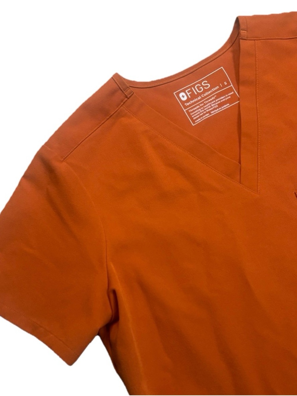 🔥FIGS Catarina Scrub Top Women’s Small Tangerine Orange FIONx Stretch PO 5855 - Picture 4 of 6